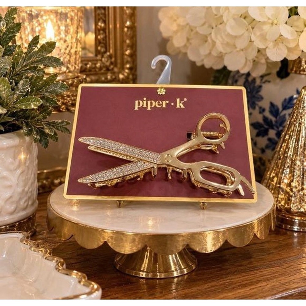Piper K Gold Tone Rhinestone Scissor Hair Clip Novelty Shears Accessory